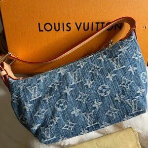 Louis Vuitton Blue Monogram Denim Remix Hills Pochette Gold Hardware 2024
